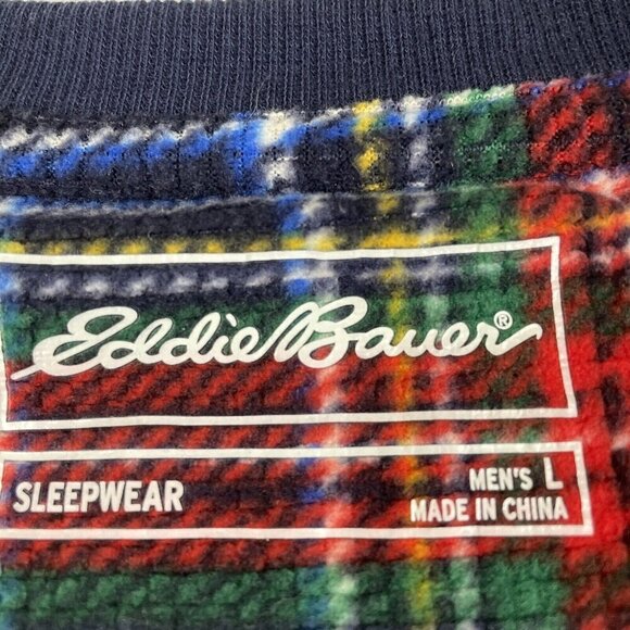 Eddie Bauer Sleepwear Tops Women’s L/Men’s L Lot Of 2 Soft Waffle Knit Moose Red - Picture 2 of 9